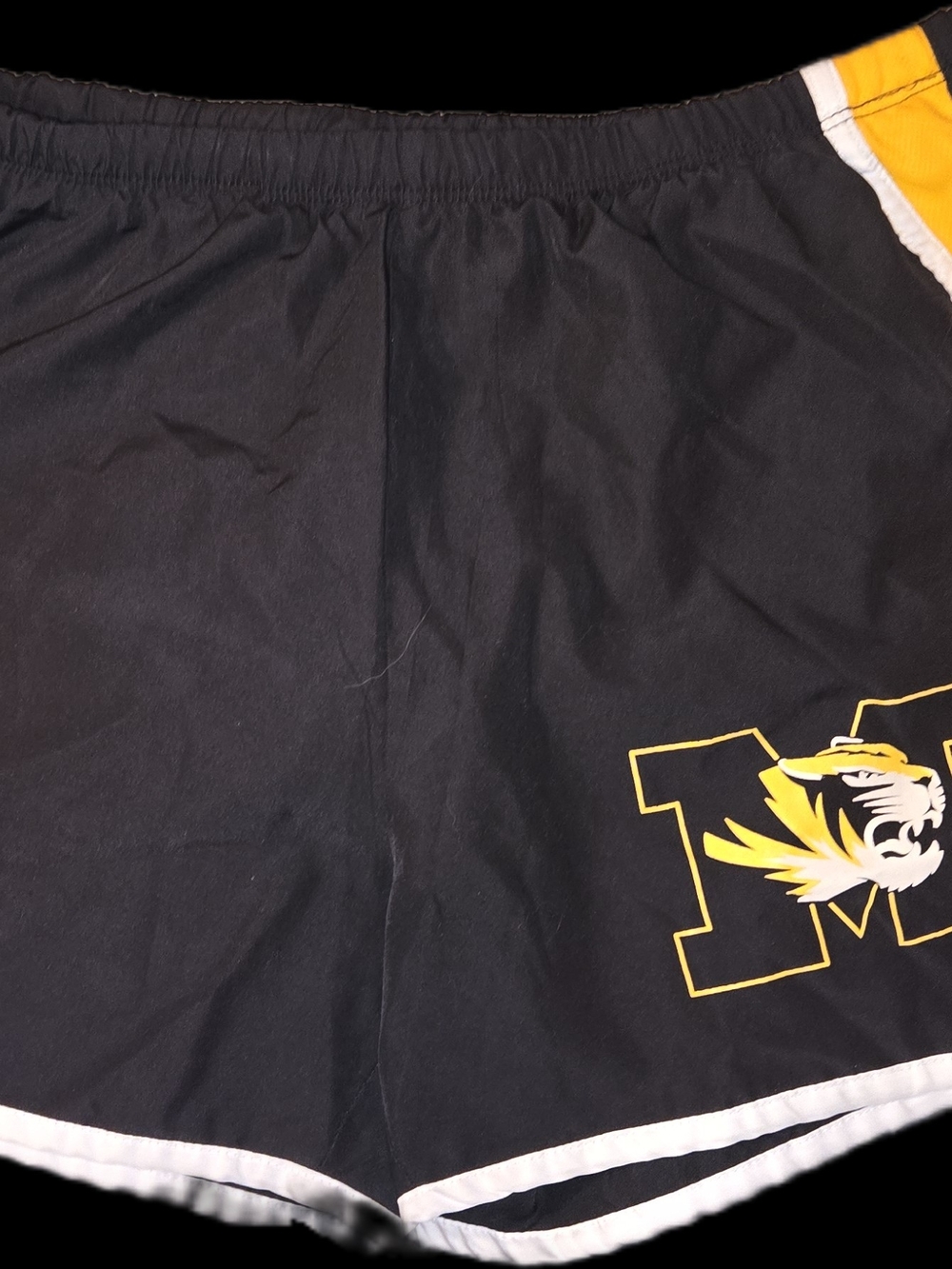 Black Athletic Shorts with Yellow MIZZOU Tiger M Logo